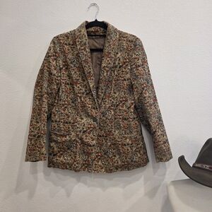 Floral Courderoy Patterned Blazer
